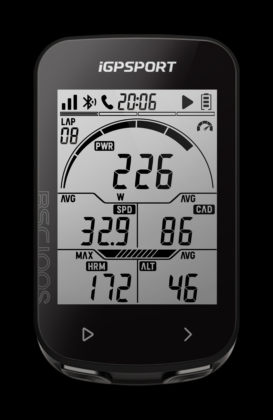 BSC100S bike computer screen