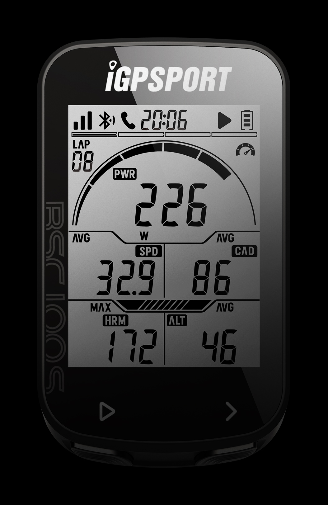 BSC100S bike computer screen
