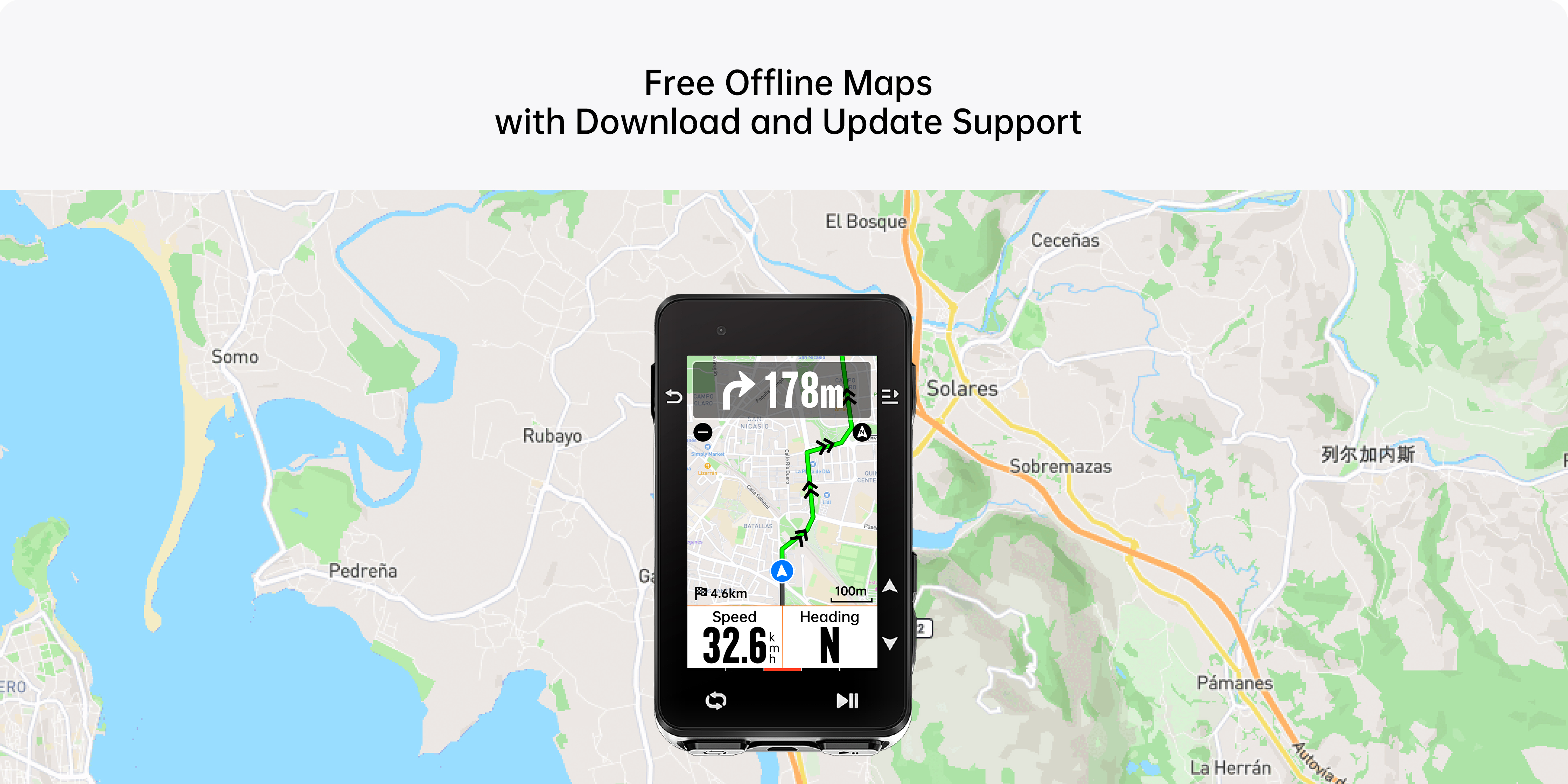iGS630S bike computer offline navigation