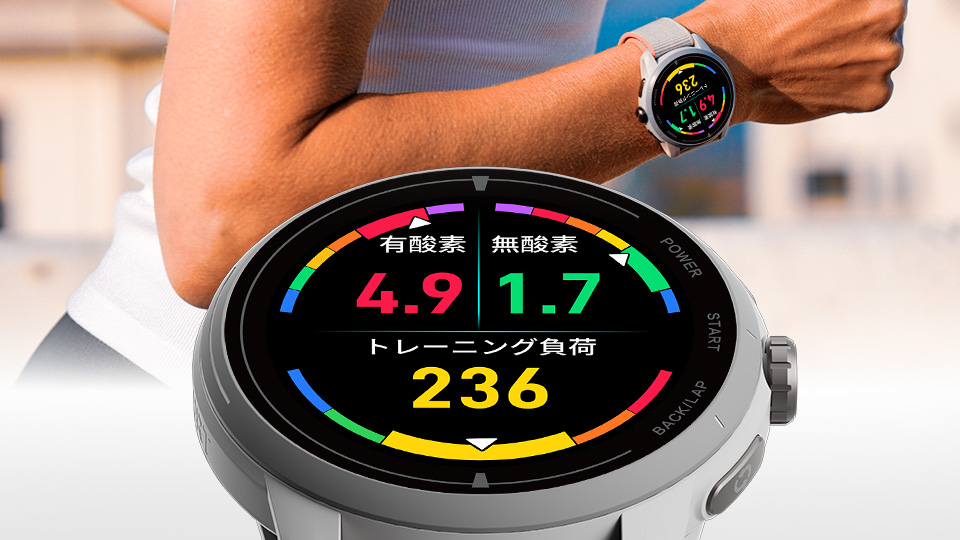 <div>鮮やかなAMOLEDディスプレイ</div>
<div>必要な情報をひと目で</div>
<div style='display:flex; align-items: center; justify-content: space-evenly; gap: 16px; text-align: center;line-height: 36px; margin-top: 48px;'>
    <div>
        <div style='color: #23a4ff; font-size: 36px; font-weight: bold;'>1,500<span style='font-size: 20px;'>nits</span></div>
        <div style='color: #8c8c90; font-size: 16px; font-weight: normal;'>最大輝度</div>
    </div>
    <div>
        <div style='color: #23a4ff; font-size: 36px; font-weight: bold;'>466×466<span style='font-size: 20px;'>ピクセル</span></div>
        <div style='color: #8c8c90; font-size: 16px; font-weight: normal;'>解像度</div>
    </div>
    <div>
        <div style='color: #23a4ff; font-size: 36px; font-weight: bold;'>60<span style='font-size: 20px;'>Hz*</span></div>
        <div style='color: #8c8c90; font-size: 16px; font-weight: normal;'>リフレッシュレート</div>
    </div>
</div>